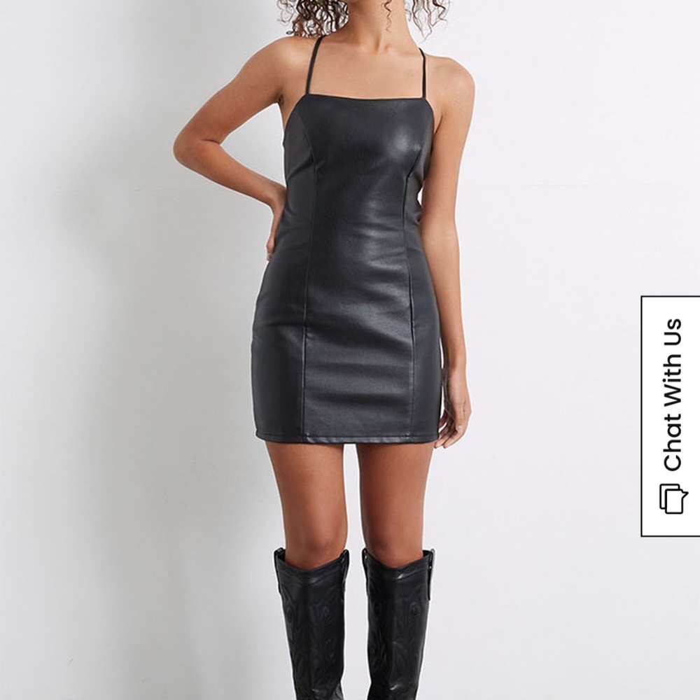 LA Hearts NWT Leather Strappy Black Dress